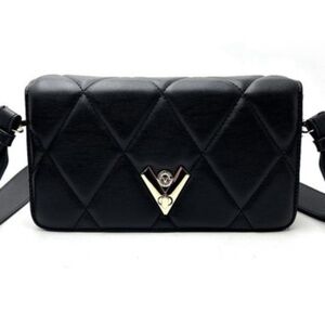 VALENTINO ORLANDI NWT Black Diamond Quilted Crossbody Shoulder Bag Clutch Purse
